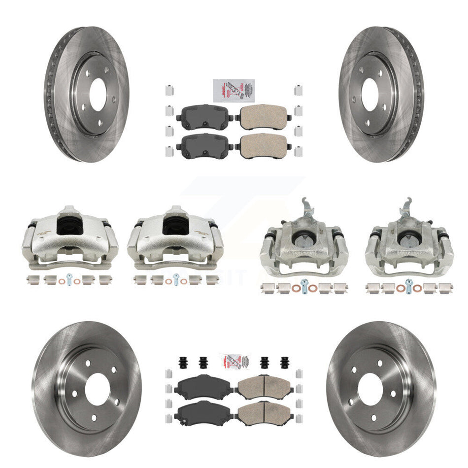 Front Rear Disc Brake Caliper Rotor & Ceramic Pad Kit (10Pc) For 2009-2011 Dodge Journey KC8-102665N