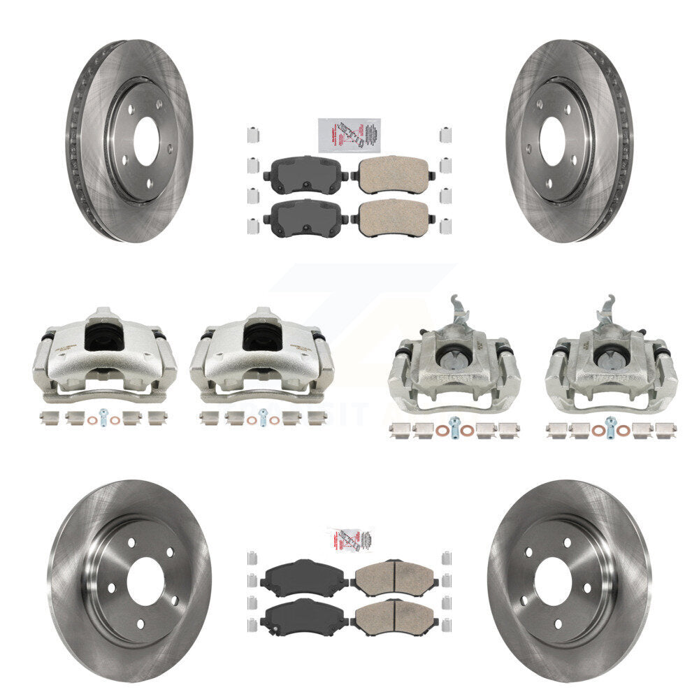 Front Rear Disc Brake Caliper Rotor & Ceramic Pad Kit (10Pc) For 2009-2011 Dodge Journey KC8-102666N