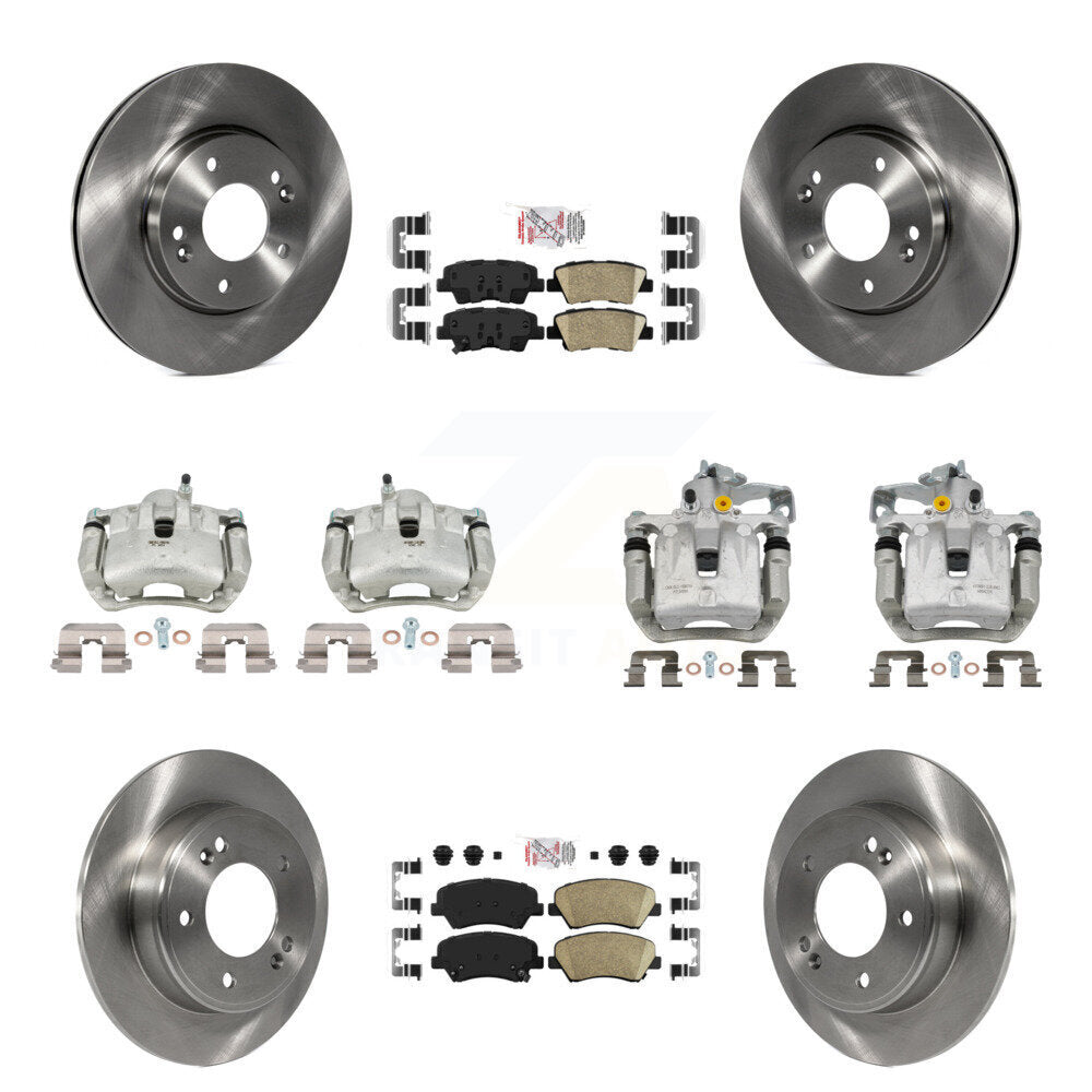 Front Rear Brake Caliper Rotor & Ceramic Pad Kit (10Pc) For Hyundai Elantra GT Kia Forte KC8-102667N