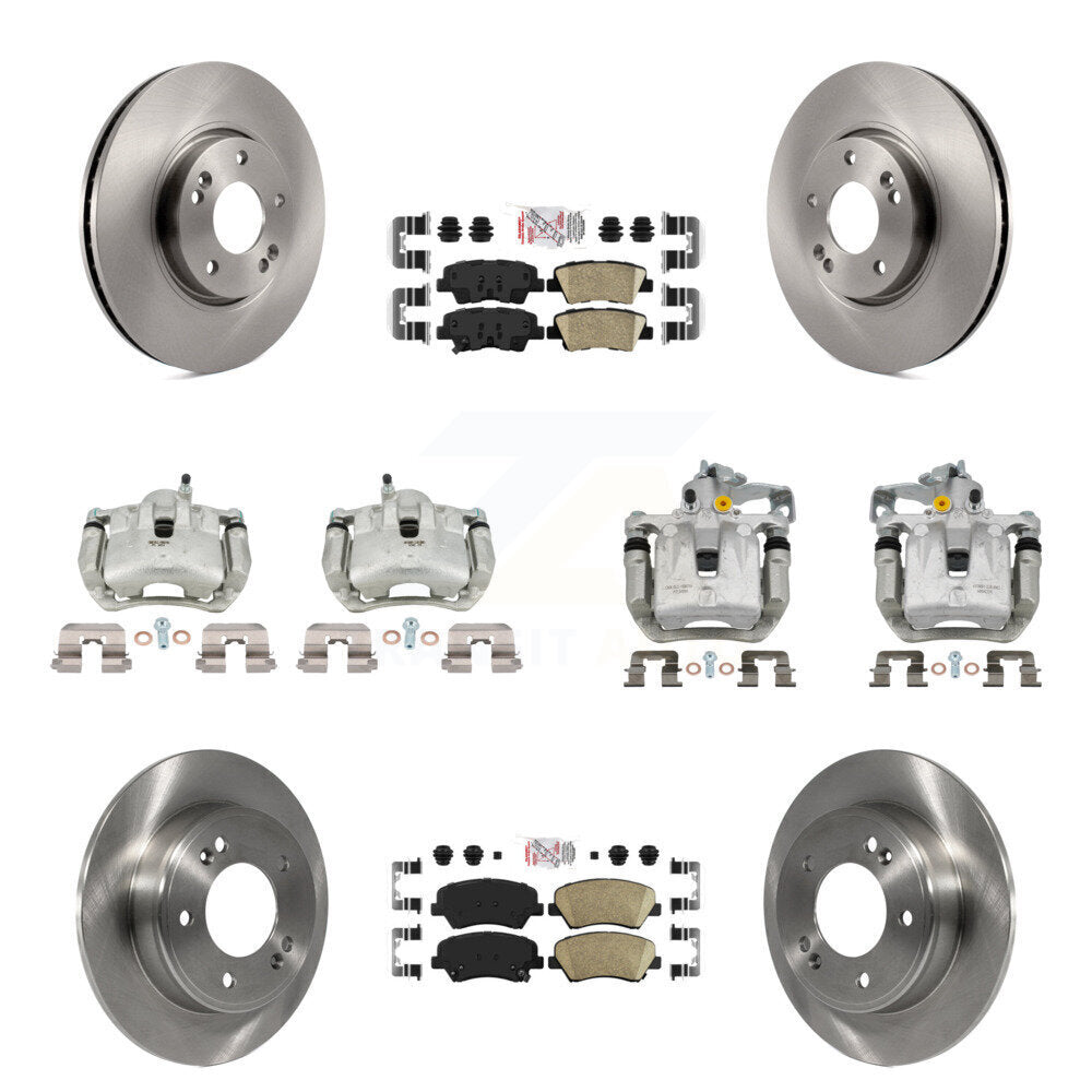Front Rear Disc Brake Caliper Rotors And Ceramic Pad Kit (10Pc) For 2014 Kia Forte Sedan KC8-102675N