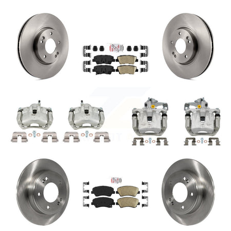 Front Rear Disc Brake Caliper Rotors And Ceramic Pad Kit (10Pc) For 2014 Kia Forte Sedan KC8-102676N