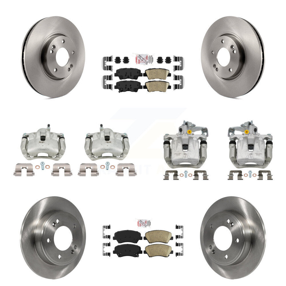Front Rear Disc Brake Caliper Rotors And Ceramic Pad Kit (10Pc) For 2014 Kia Forte Sedan KC8-102676N