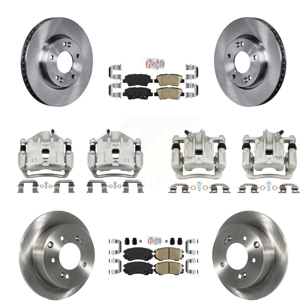Front Rear Disc Brake Caliper Rotor & Ceramic Pad Kit (10Pc) For 2010-2011 Kia Soul 2.0L KC8-102701N