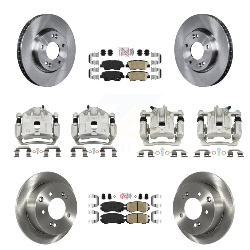 Front Rear Disc Brake Caliper Rotor & Ceramic Pad Kit (10Pc) For 2010-2011 Kia Soul 2.0L KC8-102703N