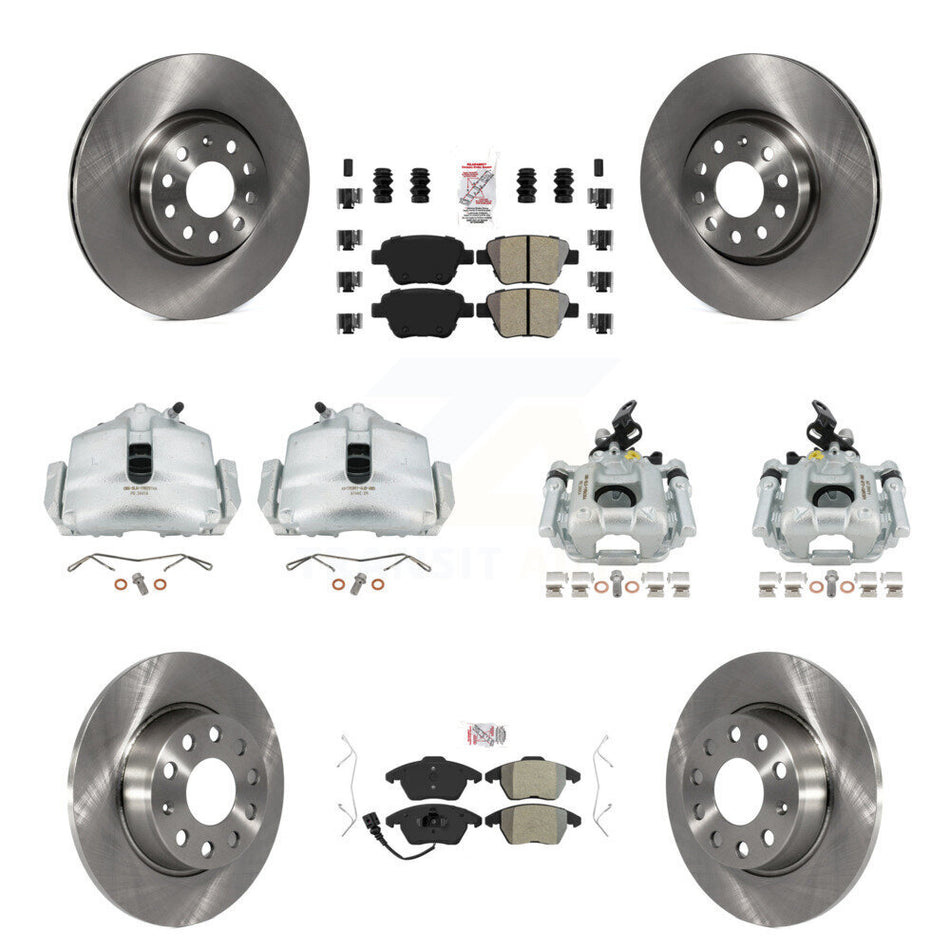 Front Rear Disc Brake Caliper Rotors And Semi-Metallic Pads Kit (10Pc) For Volkswagen Beetle GTI KC8-102705N