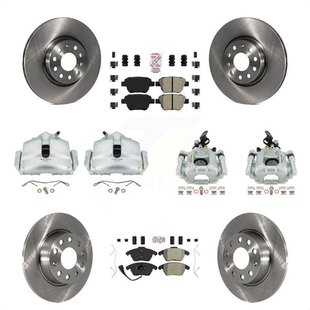 Front Rear Disc Brake Caliper Rotors And Semi-Metallic Pads Kit (10Pc) For Volkswagen Beetle GTI KC8-102706N by Transit Auto