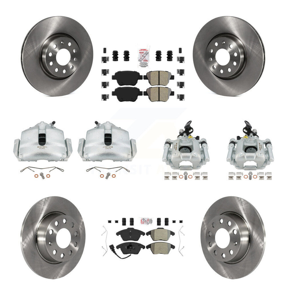 Front Rear Disc Brake Caliper Rotors And Semi-Metallic Pads Kit (10Pc) For Volkswagen Beetle GTI KC8-102706N