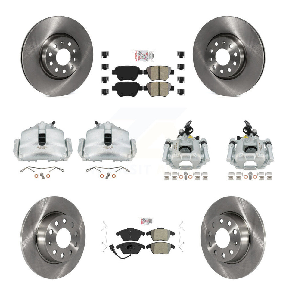 Front Rear Disc Brake Caliper Rotors And Semi-Metallic Pads Kit (10Pc) For Volkswagen Beetle GTI KC8-102707N