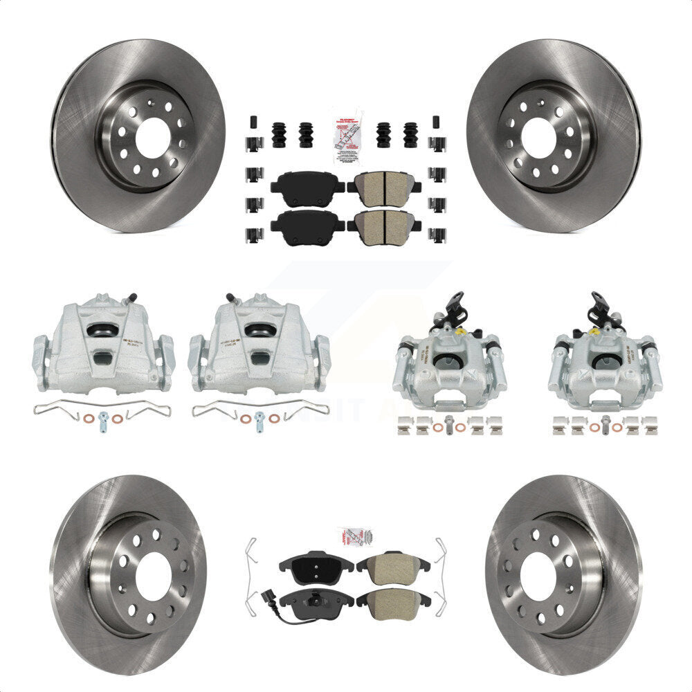 Front Rear Disc Brake Caliper Rotors And Semi-Metallic Pads Kit (10Pc) For Volkswagen Passat KC8-102713N by Transit Auto