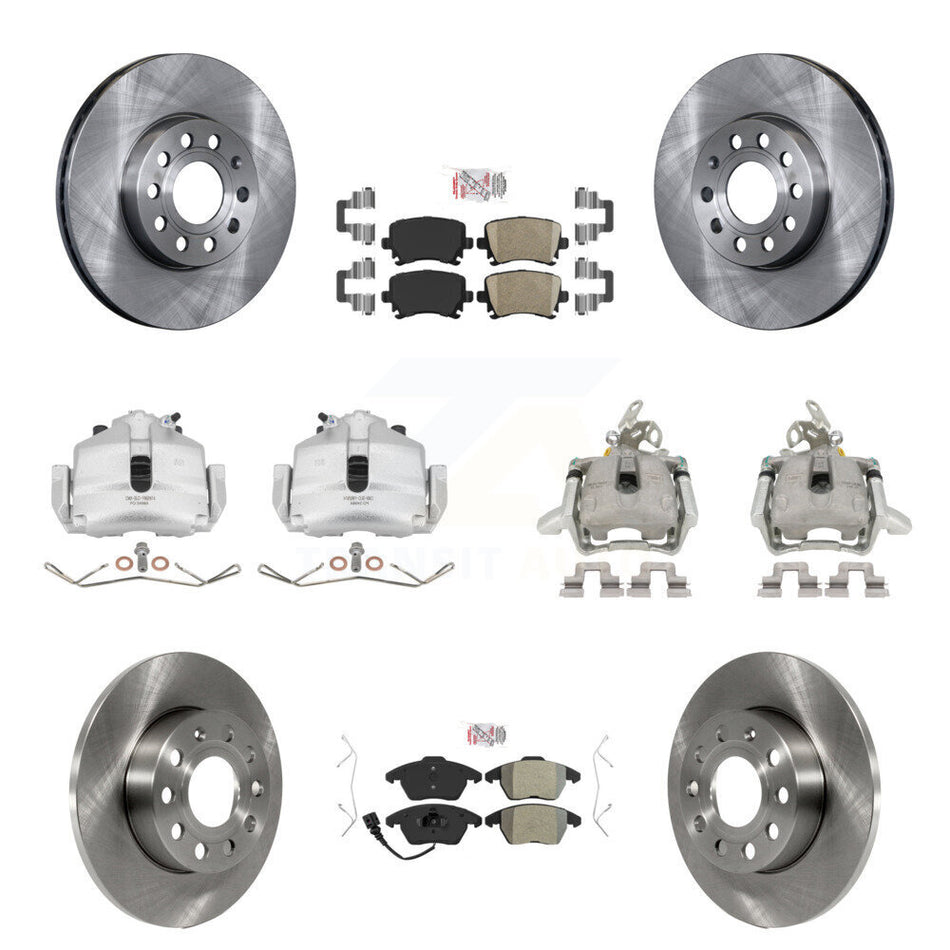 Front Rear Disc Brake Caliper Rotors And PADSMATERIAL Pads Kit (10Pc) For 2006-2009 Volkswagen Rabbit KC8-102717N