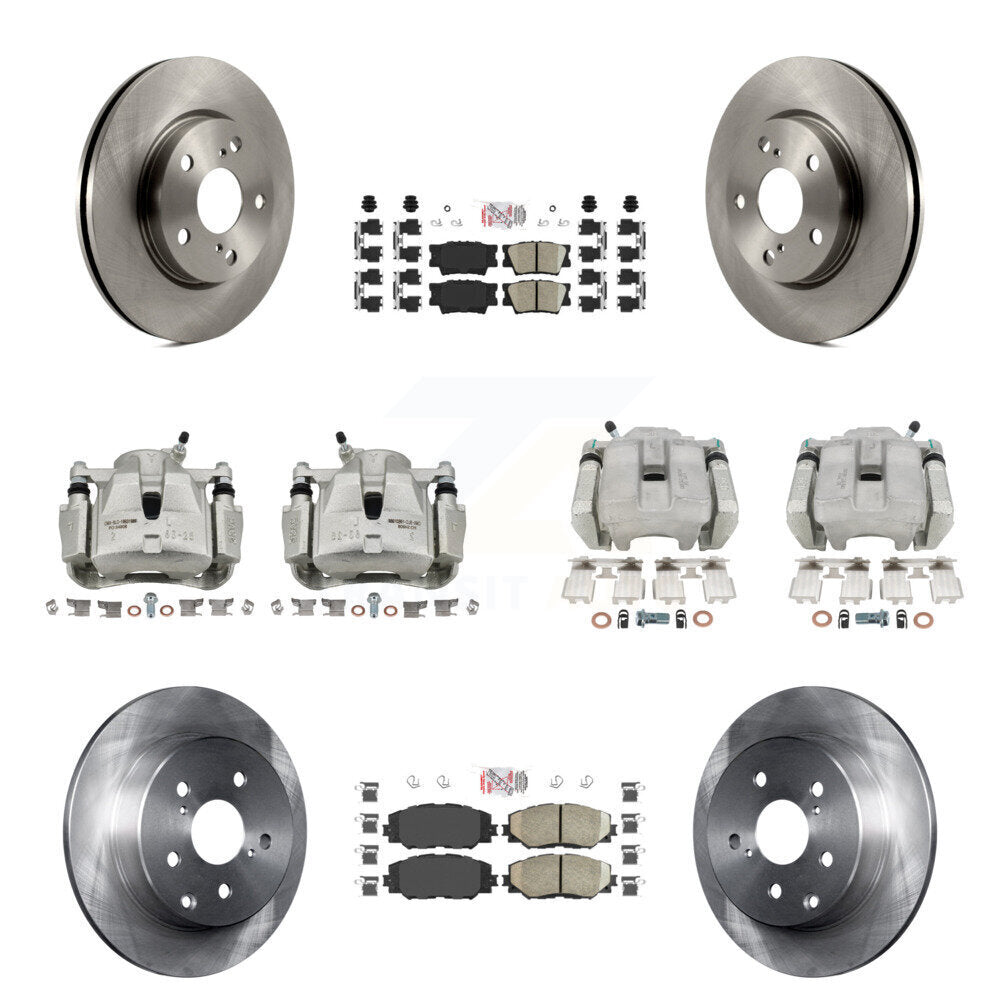 Front Rear Disc Brake Caliper Rotors Ceramic Pad Kit (10Pc) For 2013-2018 Toyota RAV4 LE KC8-102744N