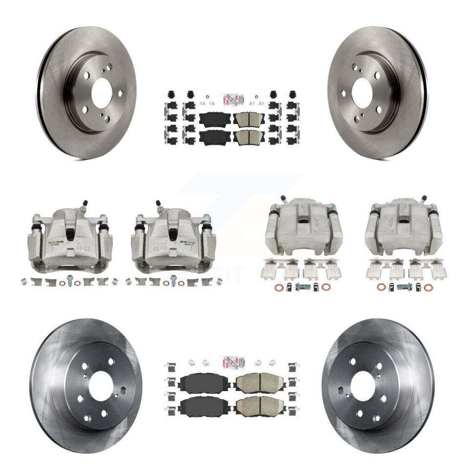 Front Rear Disc Brake Caliper Rotors Ceramic Pad Kit (10Pc) For 2013-2018 Toyota RAV4 LE KC8-102744N