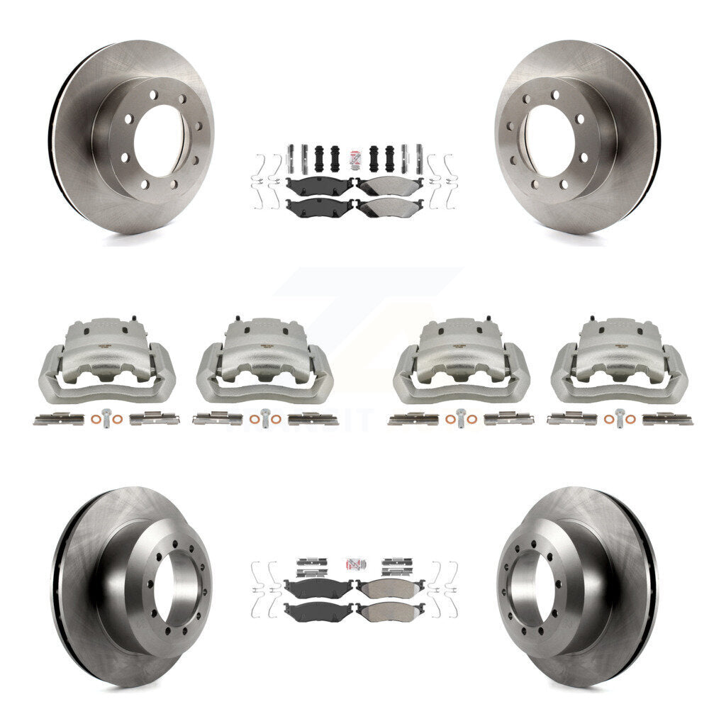 Front Rear Brake Caliper Rotors & Semi-Metallic Pad Kit (10Pc) For Ford E-550 Super Duty KC8-102764N