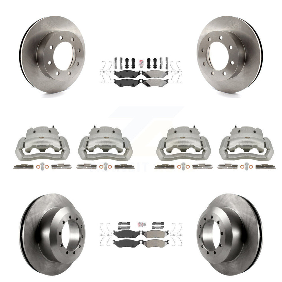 Front Rear Brake Caliper Rotors & Semi-Metallic Pad Kit (10Pc) For Ford E-550 Super Duty KC8-102764N