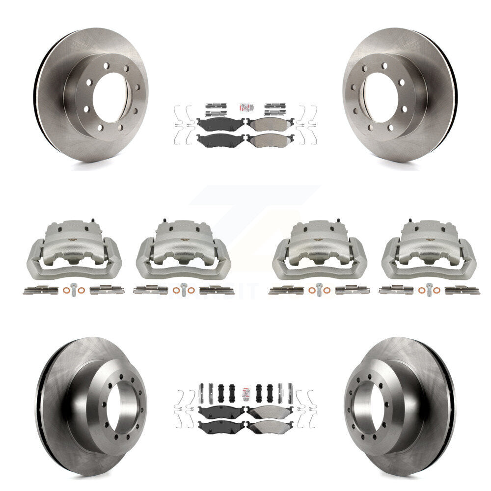 Front Rear Brake Caliper Rotors & Semi-Metallic Pad Kit (10Pc) For Ford E-550 Super Duty KC8-102765N