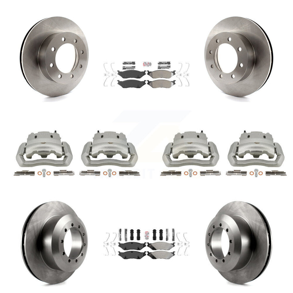 Front Rear Brake Caliper Rotors & Semi-Metallic Pad Kit (10Pc) For Ford E-550 Super Duty KC8-102765N