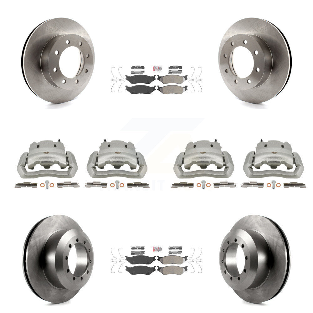 Front Rear Brake Caliper Rotors & Semi-Metallic Pad Kit (10Pc) For Ford E-550 Super Duty KC8-102766N