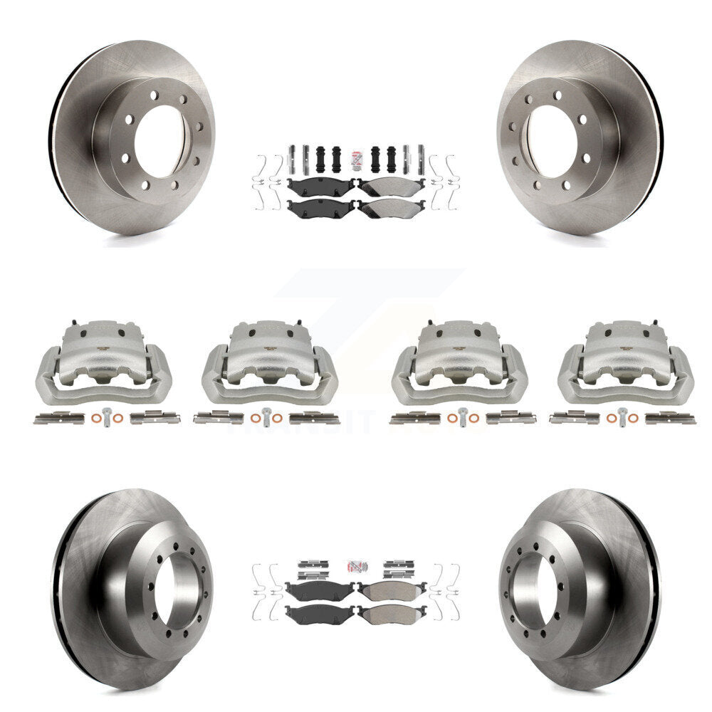 Front Rear Brake Caliper Rotors & Semi-Metallic Pad Kit (10Pc) For Ford E-550 Super Duty KC8-102768N