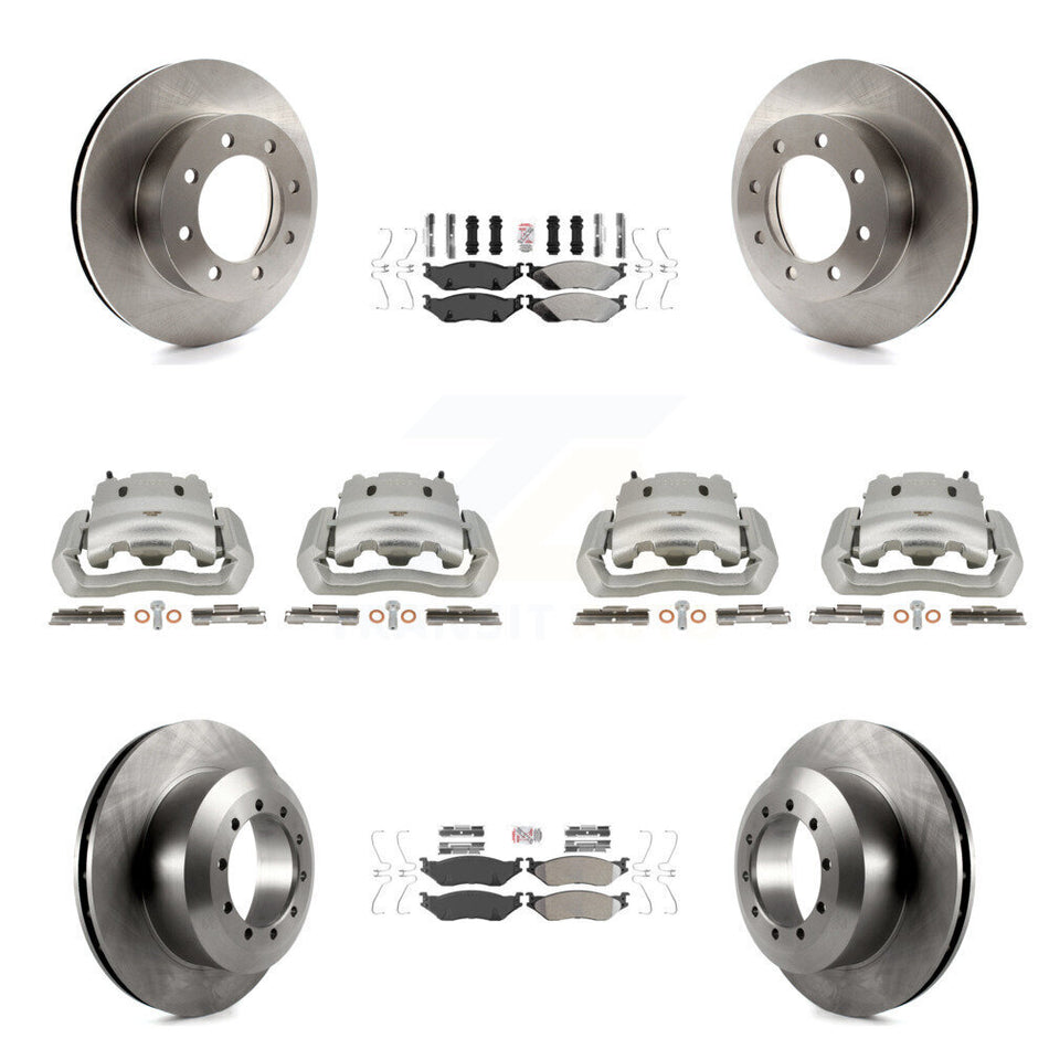 Front Rear Brake Caliper Rotors & Semi-Metallic Pad Kit (10Pc) For Ford E-550 Super Duty KC8-102768N