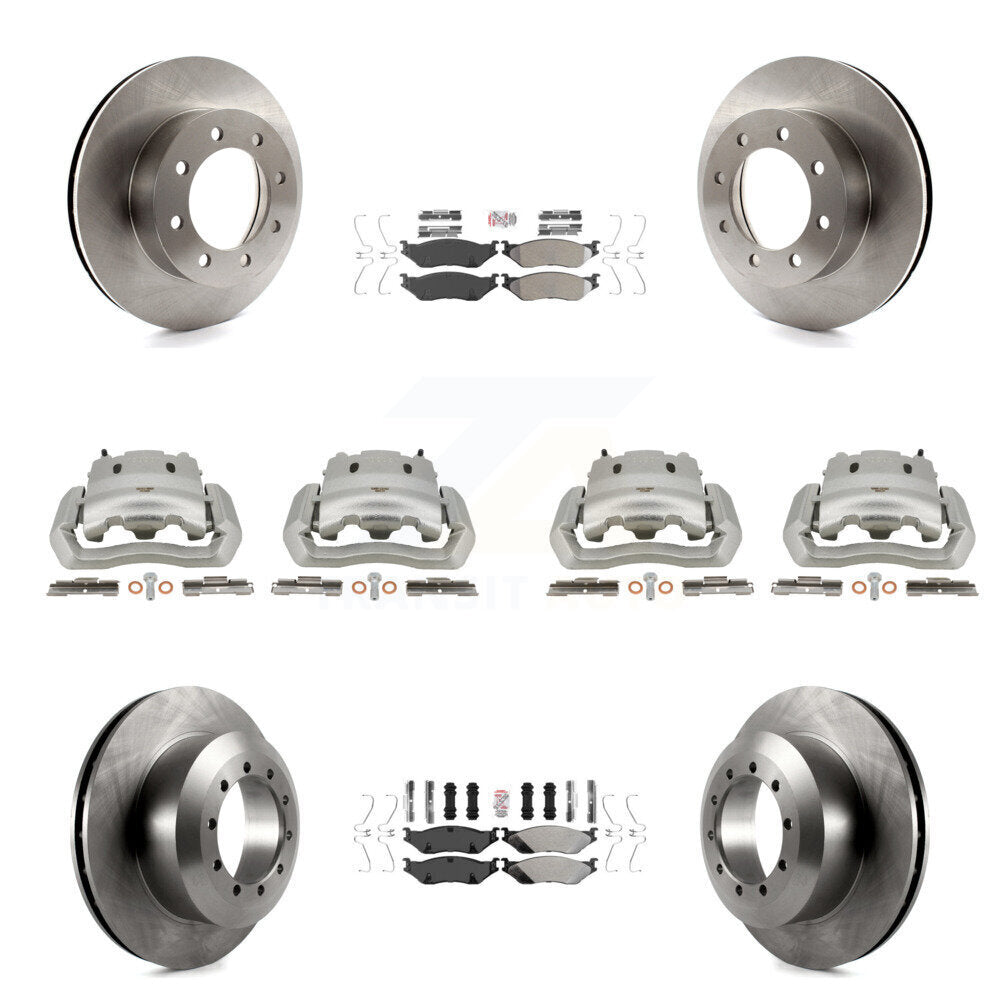 Front Rear Brake Caliper Rotors & Semi-Metallic Pad Kit (10Pc) For Ford E-550 Super Duty KC8-102769N