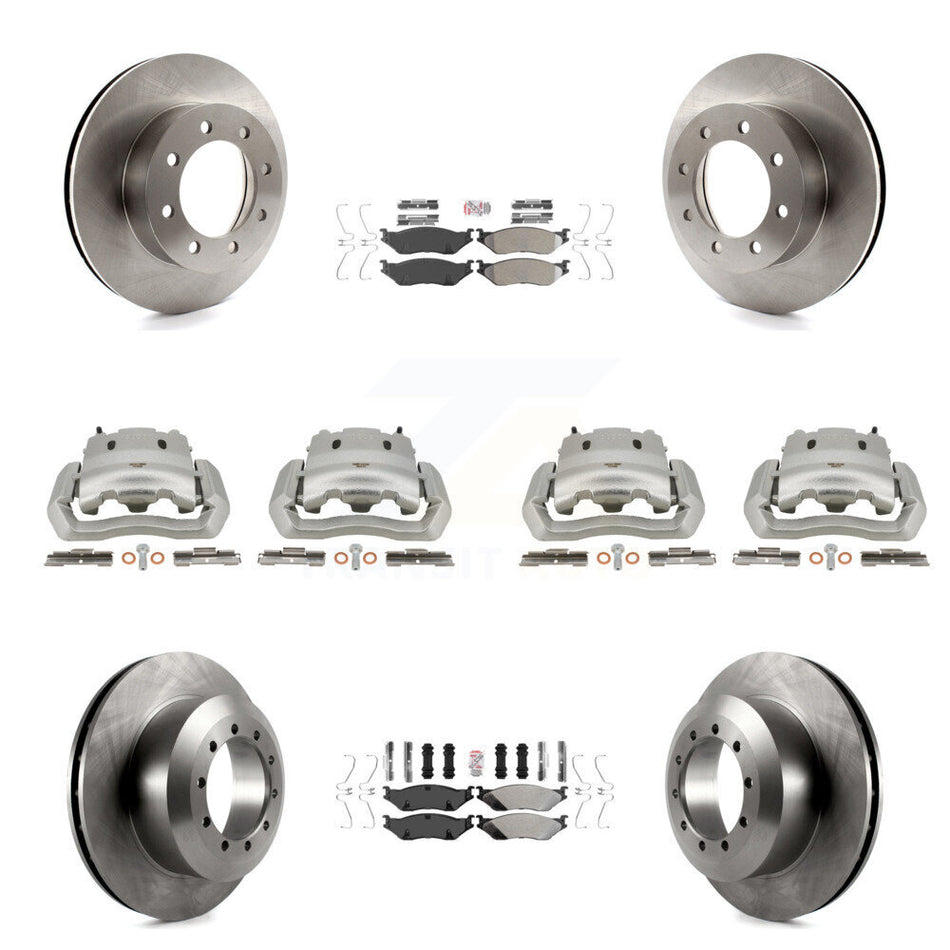 Front Rear Brake Caliper Rotors & Semi-Metallic Pad Kit (10Pc) For Ford E-550 Super Duty KC8-102769N