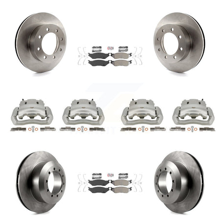 Front Rear Brake Caliper Rotors & Semi-Metallic Pad Kit (10Pc) For Ford E-550 Super Duty KC8-102770N
