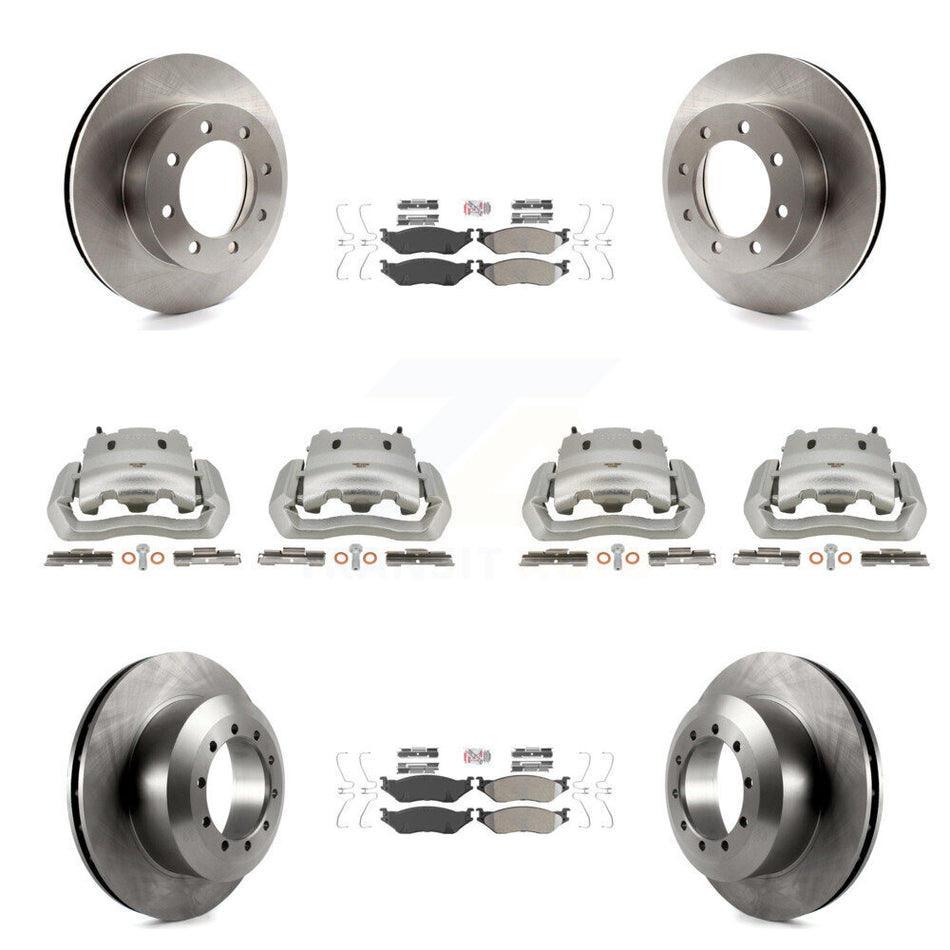 Front Rear Brake Caliper Rotors & Semi-Metallic Pad Kit (10Pc) For Ford E-550 Super Duty KC8-102770N