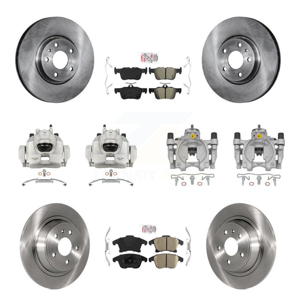 Front Rear Brake Caliper Rotors & Ameribrakes Pad Kit (10Pc) For Ford Fusion Lincoln MKZ KC8-102771N
