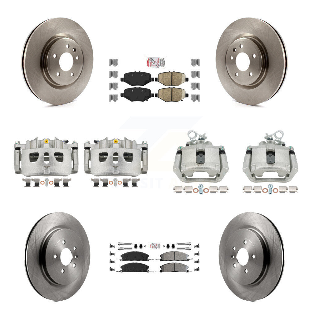 Front Rear Brake Caliper Rotor & Ameribrakes Pad Kit (10Pc) For 2013 Ford Explorer Sport KC8-102785N