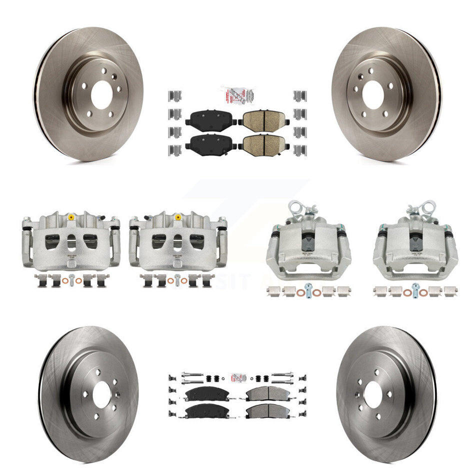 Front Rear Brake Caliper Rotor & Ameribrakes Pad Kit (10Pc) For 2013 Ford Explorer Sport KC8-102785N