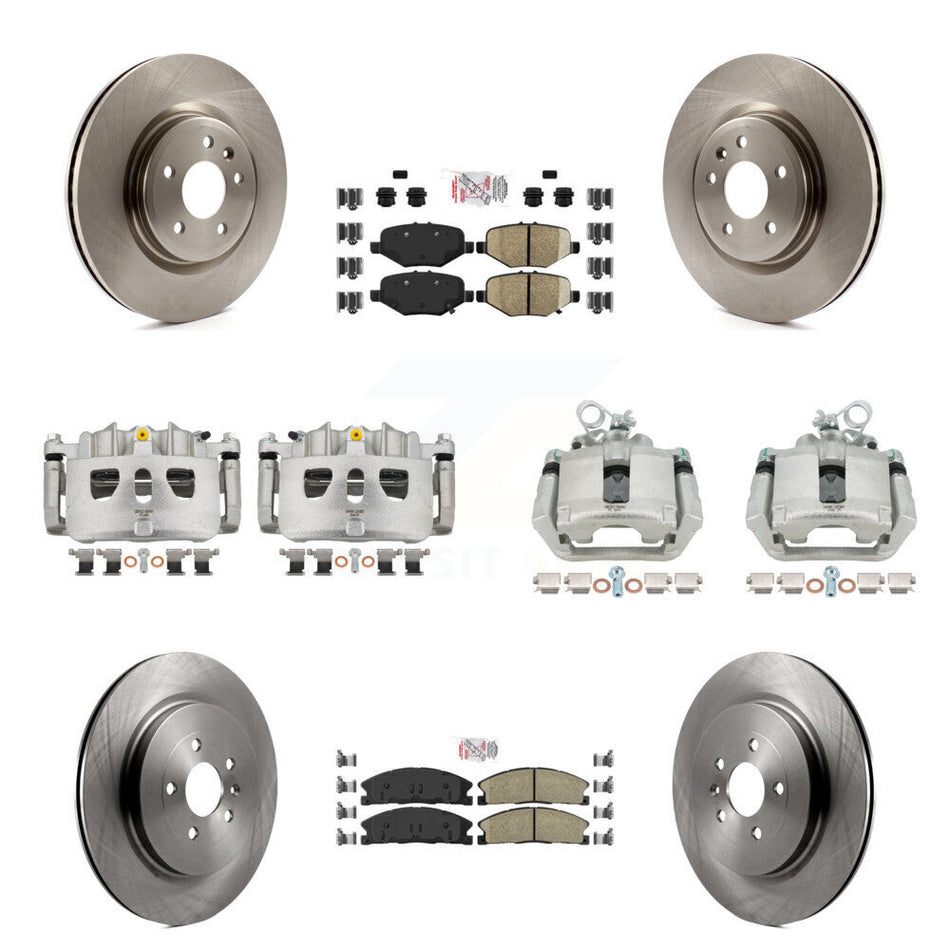 Front Rear Brake Caliper Rotor & Ameribrakes Pad Kit (10Pc) For 2013 Ford Explorer Sport KC8-102786N
