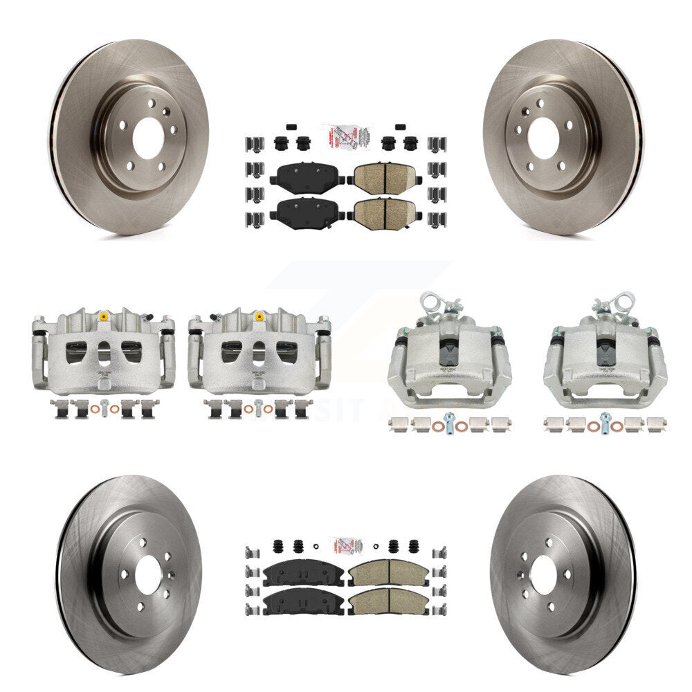 Front Rear Brake Caliper Rotor & Ameribrakes Pad Kit (10Pc) For 2013 Ford Explorer Sport KC8-102787N