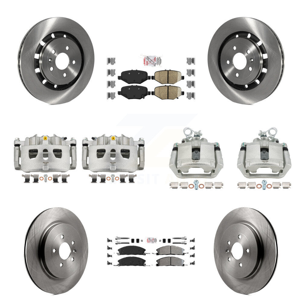 Front Rear Brake Caliper Rotors Ameribrakes Pad Kit (10Pc) For Ford Explorer Flex Taurus KC8-102791N