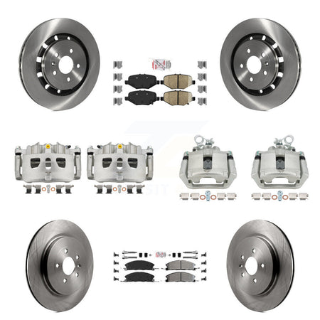 Front Rear Brake Caliper Rotors Ameribrakes Pad Kit (10Pc) For Ford Explorer Flex Taurus KC8-102791N