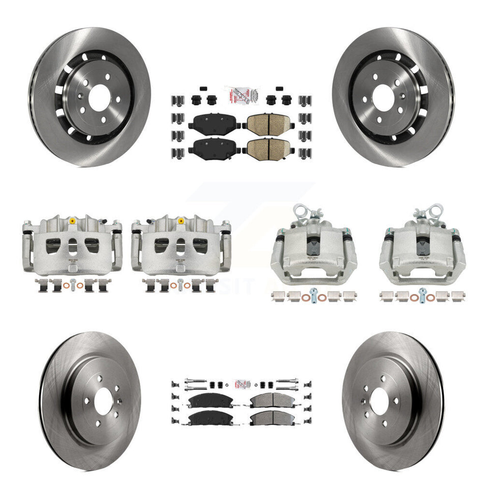 Front Rear Brake Caliper Rotor Semi-Metallic Pad Kit (10Pc) For Ford Explorer Flex Sedan KC8-102794N