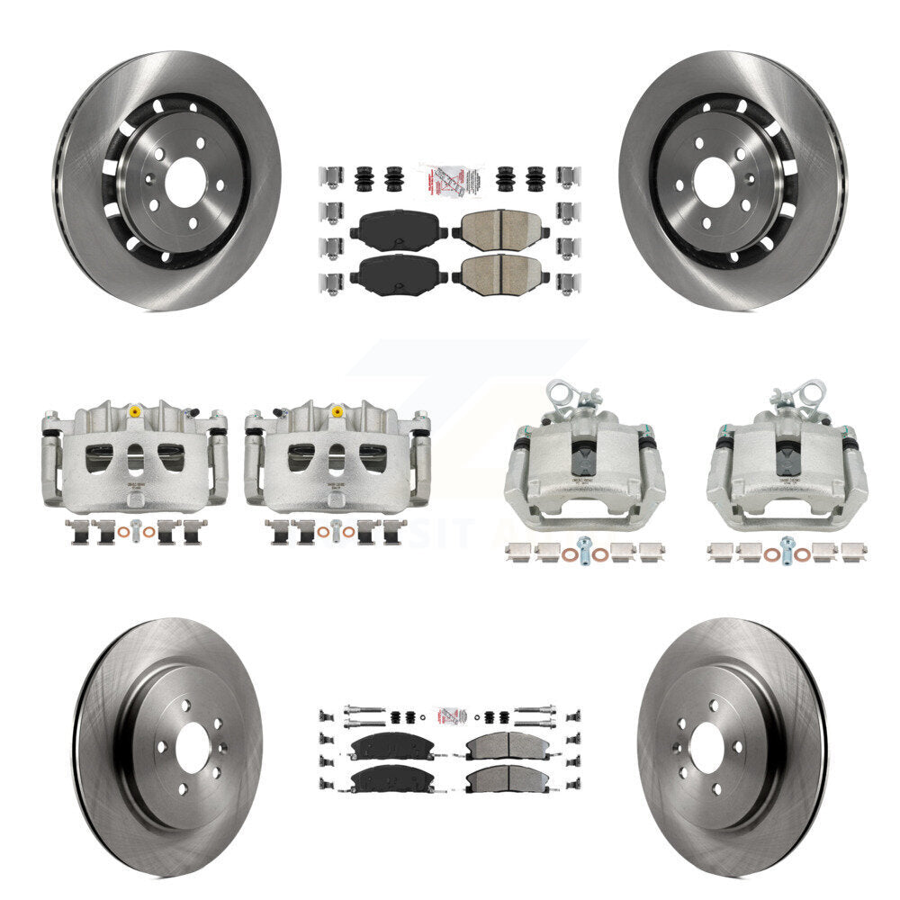 Front Rear Brake Caliper Rotor & Ameribrakes Pad Kit (10Pc) For Ford Explorer Police MKS KC8-102800N