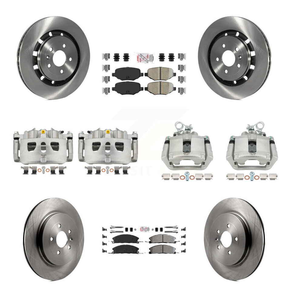 Front Rear Brake Caliper Rotor & Ameribrakes Pad Kit (10Pc) For Ford Explorer Police MKS KC8-102800N