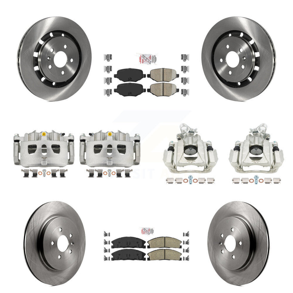 Front Rear Disc Brake Caliper Rotors And Ceramic Pads Kit (10Pc) For 2016 Lincoln MKS KC8-102809N