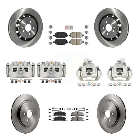 Front Rear Disc Brake Caliper Rotors And Ameribrakes Pad Kit (10Pc) For 2016 Lincoln MKS KC8-102811N