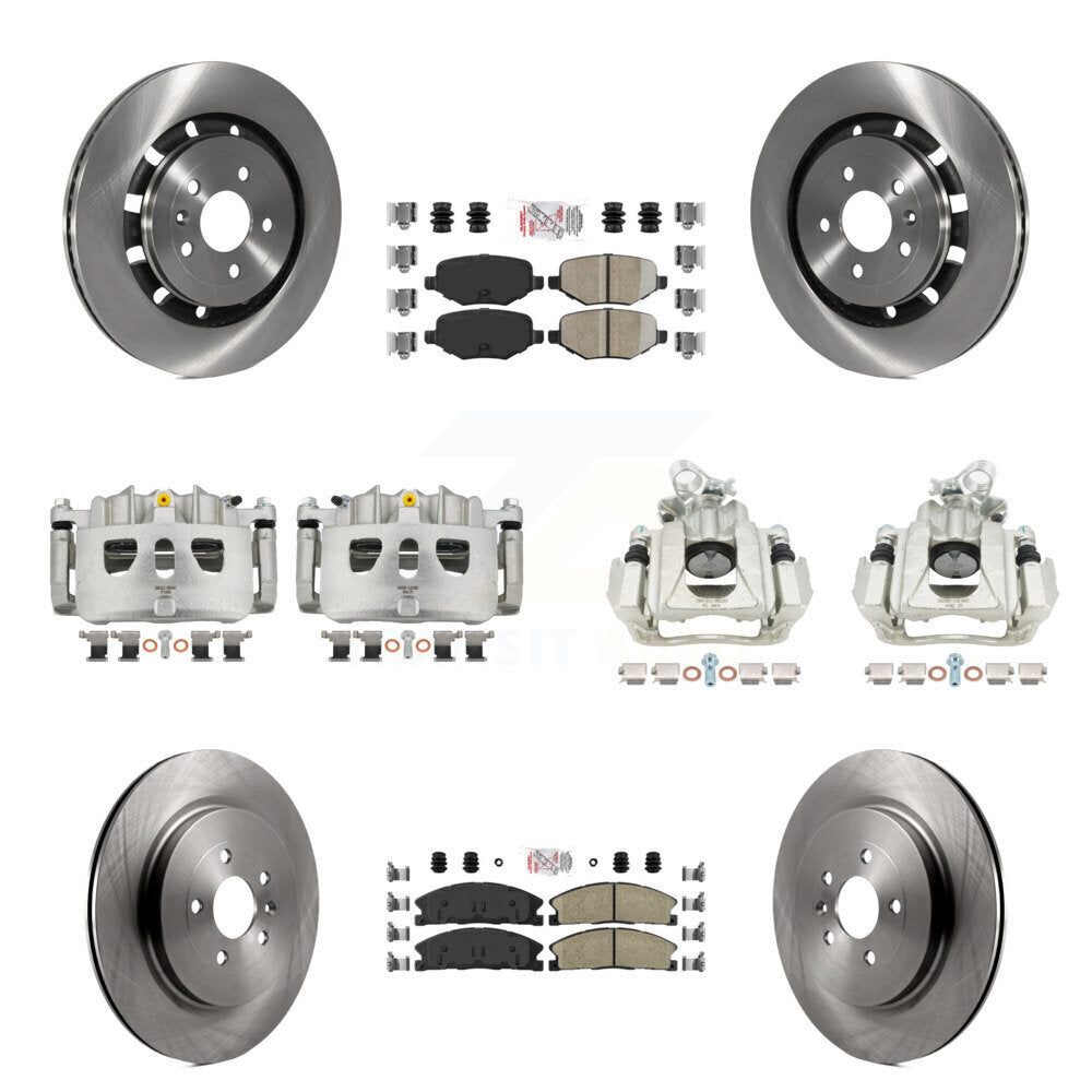 Front Rear Disc Brake Caliper Rotors And Ceramic Pads Kit (10Pc) For 2016 Lincoln MKS KC8-102813N