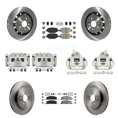 Front Rear Disc Brake Caliper Rotors And Ameribrakes Pad Kit (10Pc) For 2016 Lincoln MKS KC8-102814N