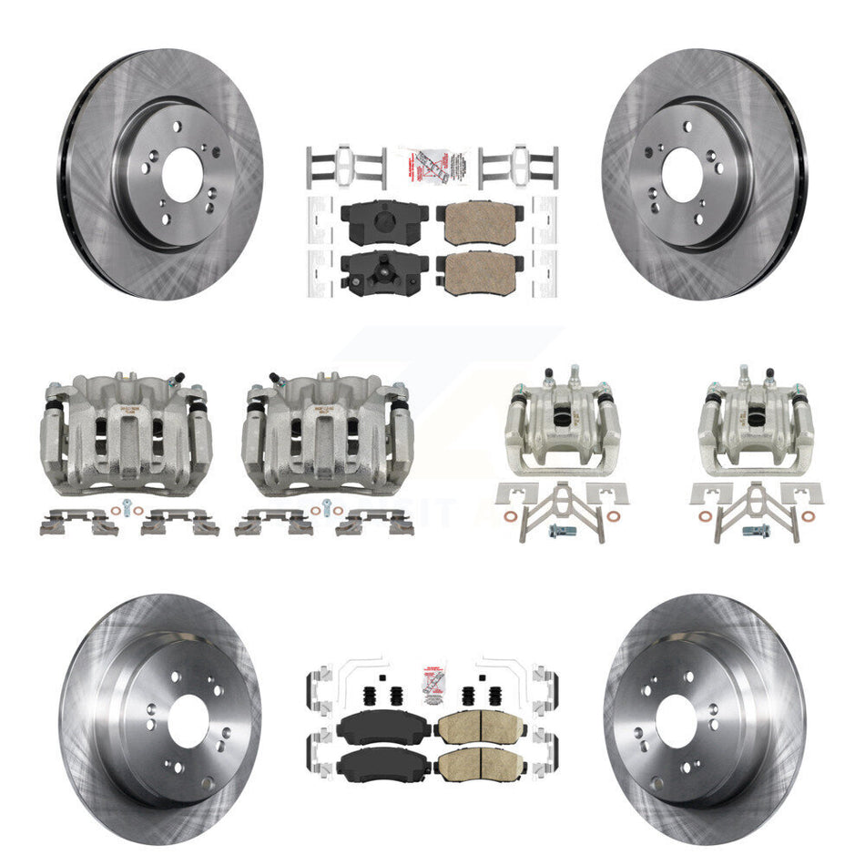 Front Rear Disc Brake Caliper Rotors And Ceramic Pad Kit (10Pc) For Honda CR-V Acura RDX KC8-102815N