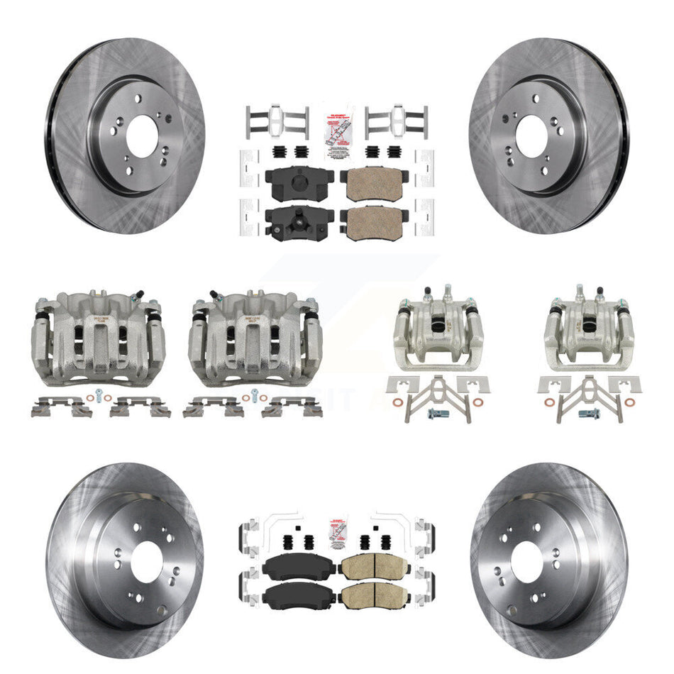 Front Rear Disc Brake Caliper Rotors And Ceramic Pad Kit (10Pc) For Honda CR-V Acura RDX KC8-102817N