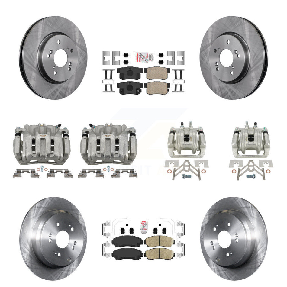 Front Rear Disc Brake Caliper Rotors And Ceramic Pads Kit (10Pc) For Acura RDX KC8-102819N