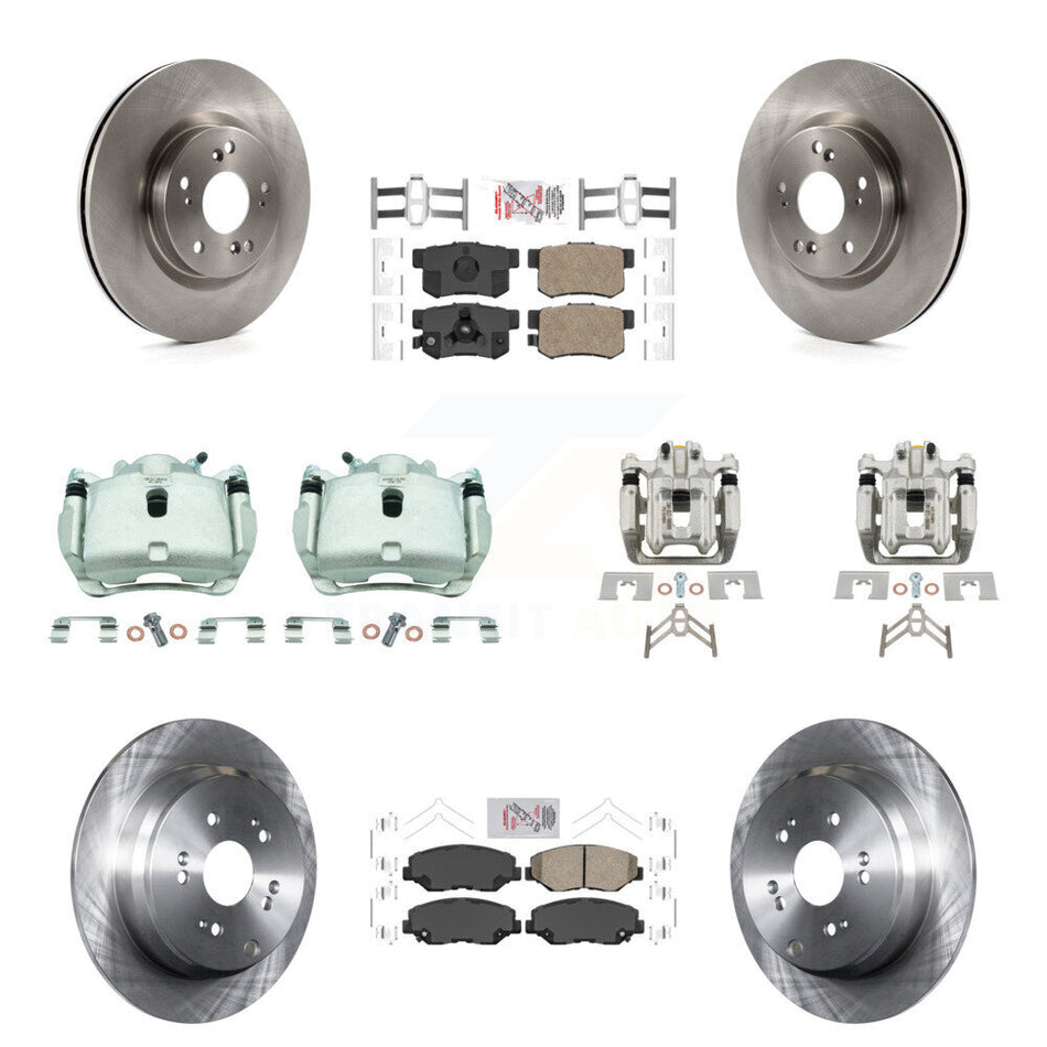 Front Rear Disc Brake Caliper Rotors Ceramic Pad Kit (10Pc) For 2012-2016 Honda CR-V FWD KC8-102823N