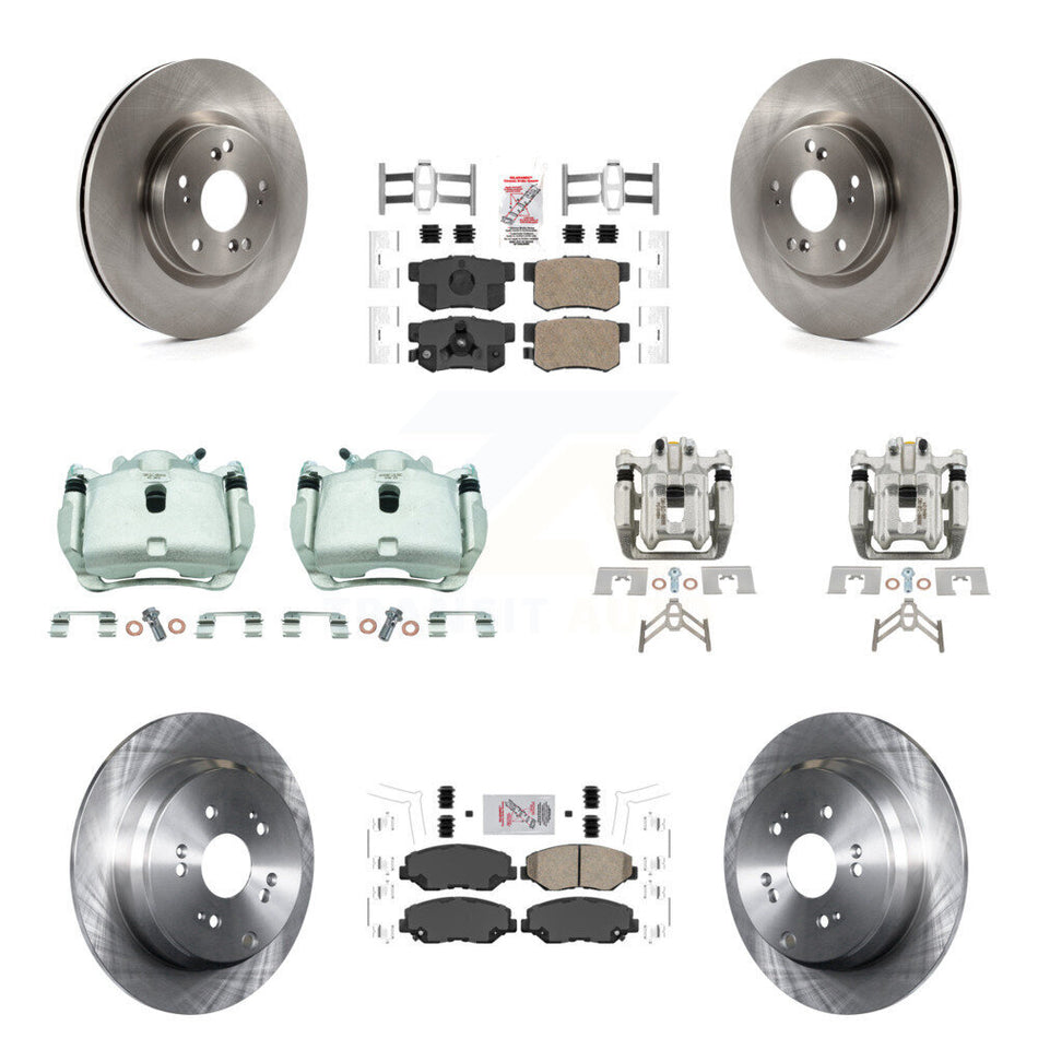 Front Rear Disc Brake Caliper Rotors Ceramic Pad Kit (10Pc) For 2012-2016 Honda CR-V FWD KC8-102826N