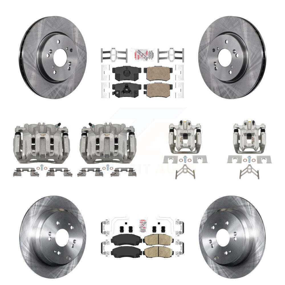 Front Rear Disc Brake Caliper Rotors And Ceramic Pads Kit (10Pc) For Honda CR-V KC8-102827N
