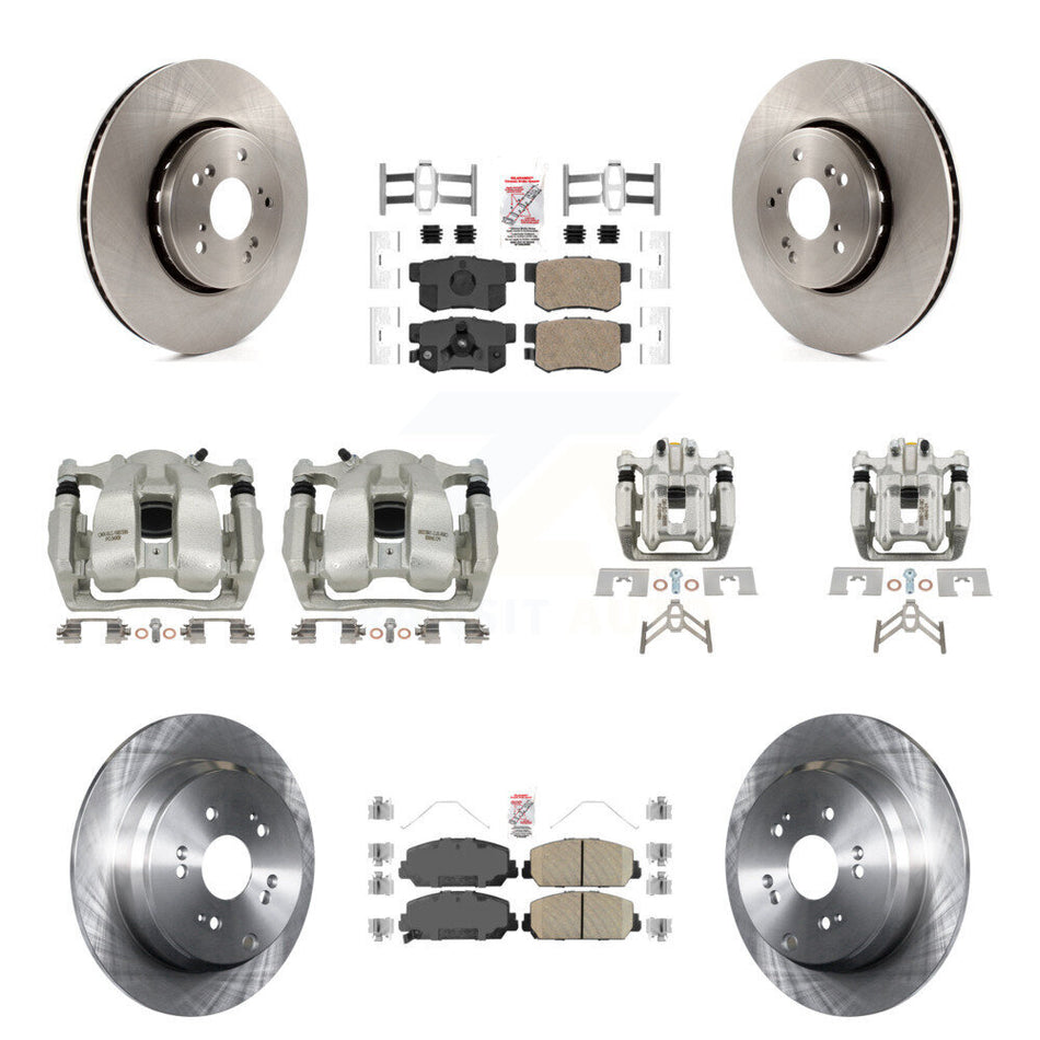 Front Rear Disc Brake Caliper Rotors And Ceramic Pads Kit (10Pc) For 2016-2018 Acura RDX KC8-102833N
