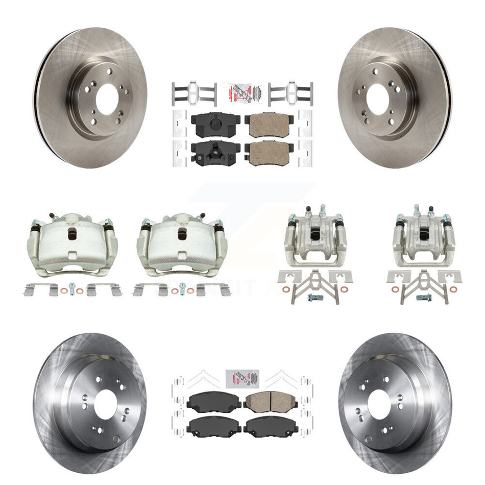 Front Rear Disc Brake Caliper Rotors And Ceramic Pad Kit (10Pc) For 2005-2006 Honda CR-V KC8-102835N