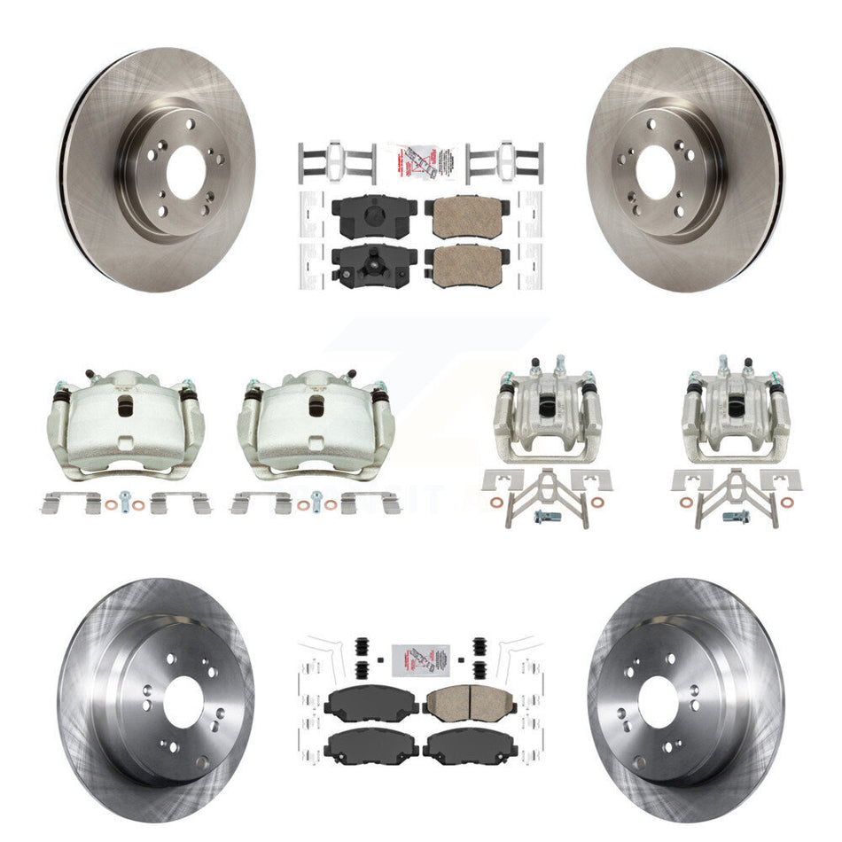 Front Rear Disc Brake Caliper Rotors And Ceramic Pad Kit (10Pc) For 2005-2006 Honda CR-V KC8-102836N